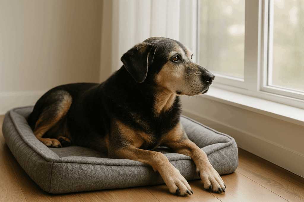 Senior Dog Looking Out Window