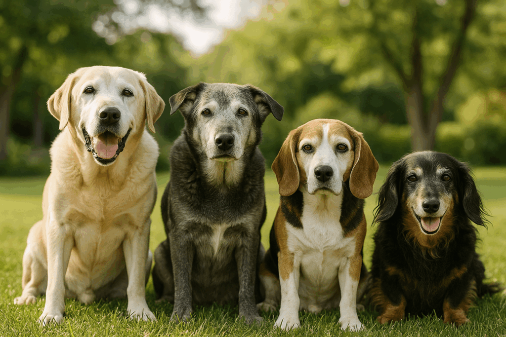 Senior Dogs Sitting Outside